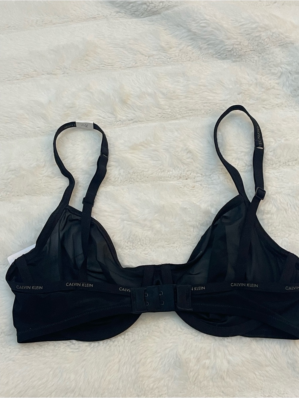 Calvin Klein Women's Sheer Marquisette Lightly Lined Demi Bra, 34C Black - Picture 7 of 9